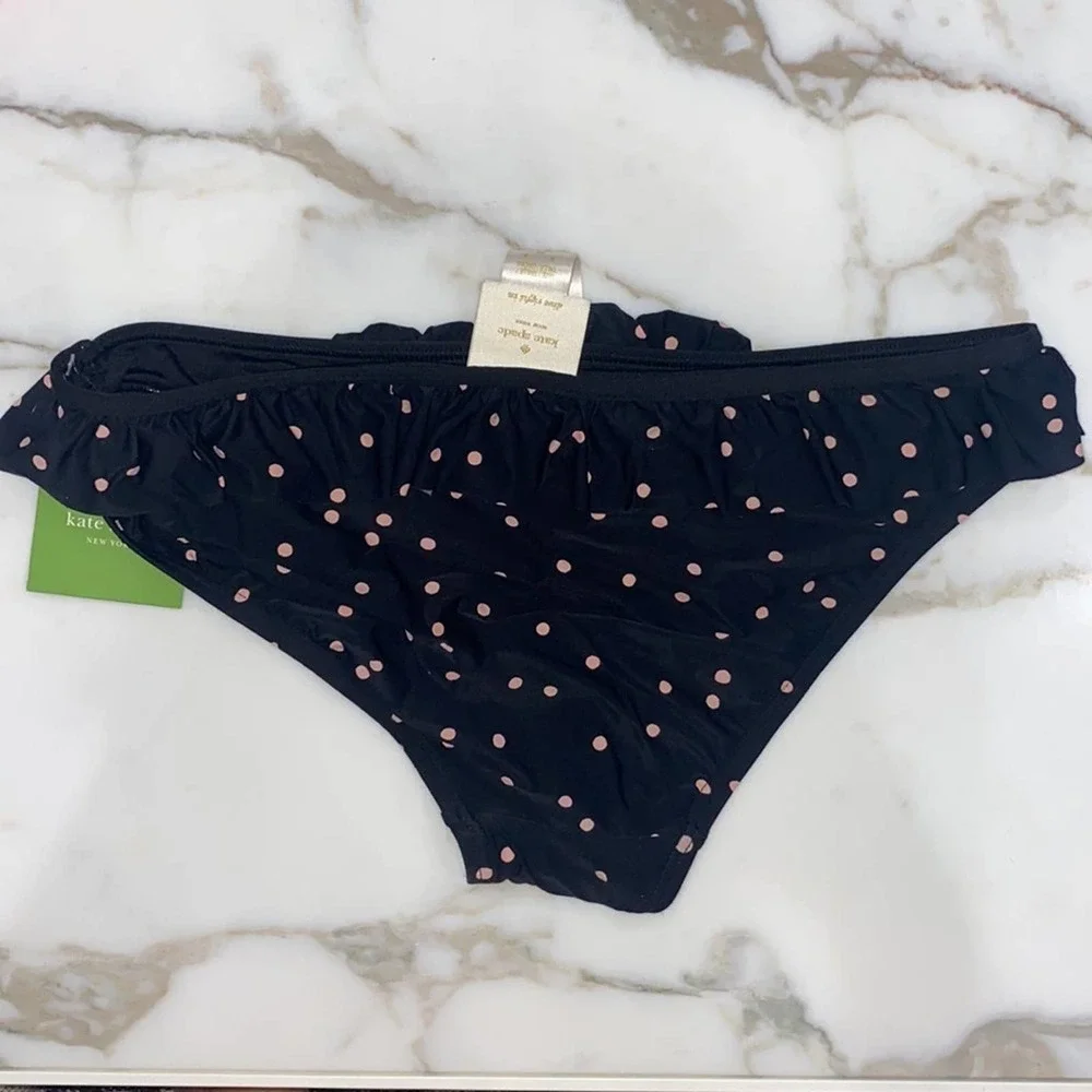 NWT kate spade polka‎ dot pink ruffle bikini bottom